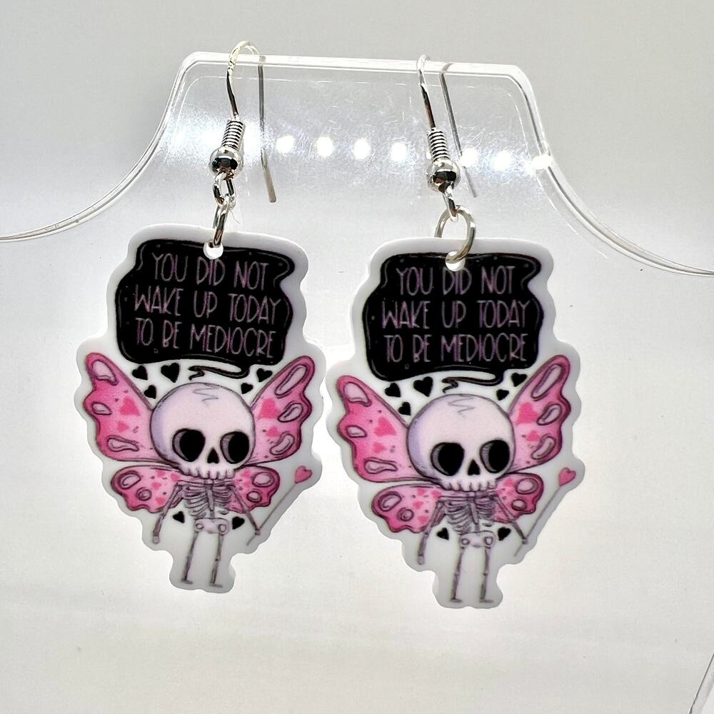 Skeleton Earrings - Attitude Earrings - Funny Earrings - Skull Accessories